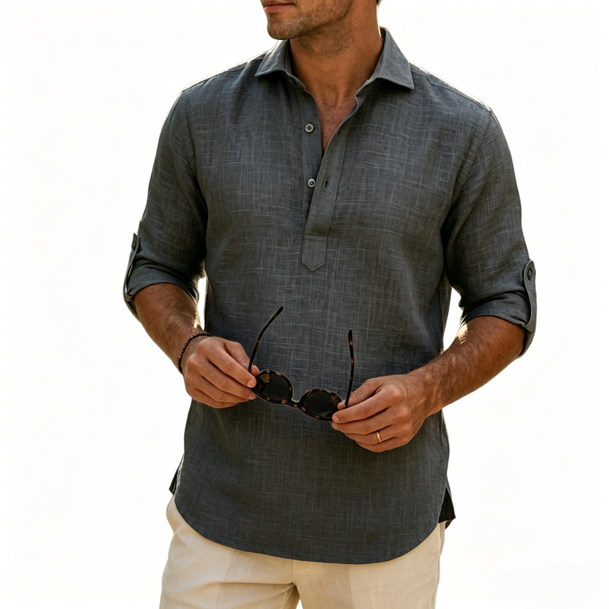 Aegean Summer Slub Linen Shirt