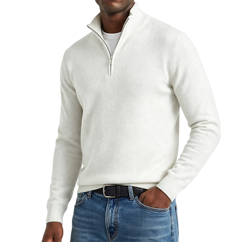 Mivanity Men's Quarter-Zip Stand-Up Collar Polo Shirt