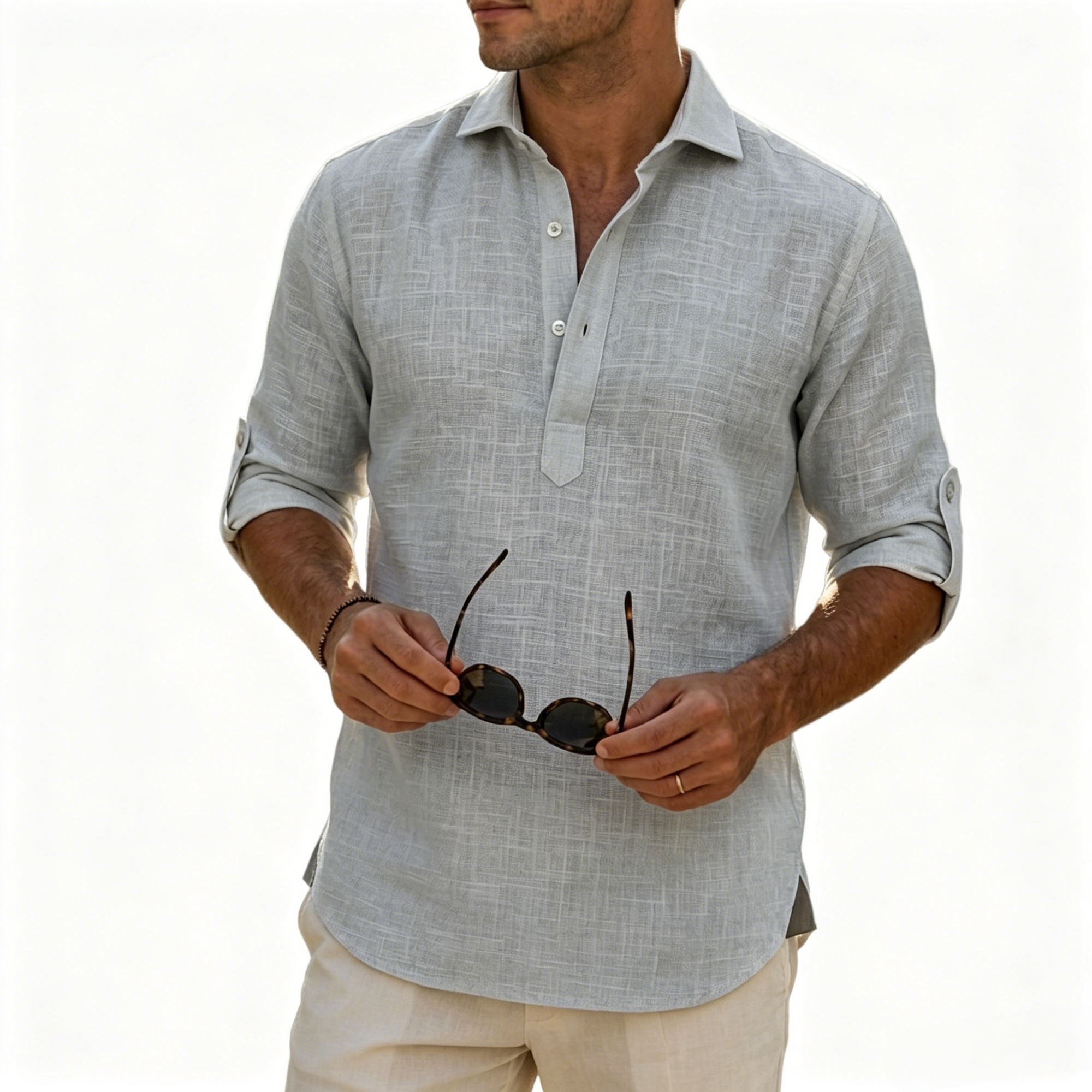 Aegean Summer Slub Linen Shirt