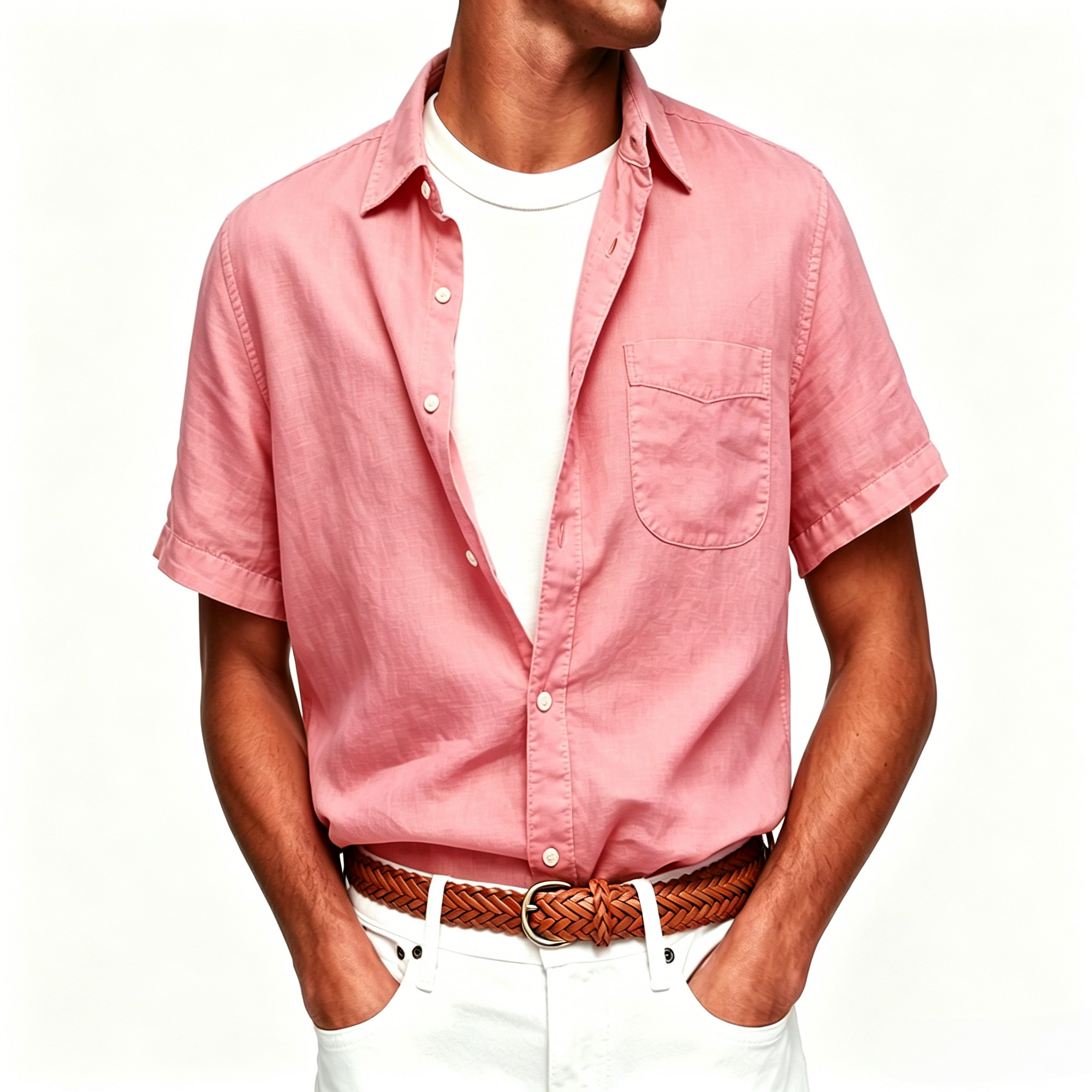 Washed Sun-Faded Linen Resort Shirt | Natural Crinkle &amp; Structured Fit