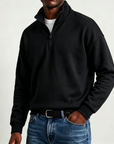 Mivanity Men's Stylish Casual Cotton Long-sleeved Quarter-Zip Sweatshirt