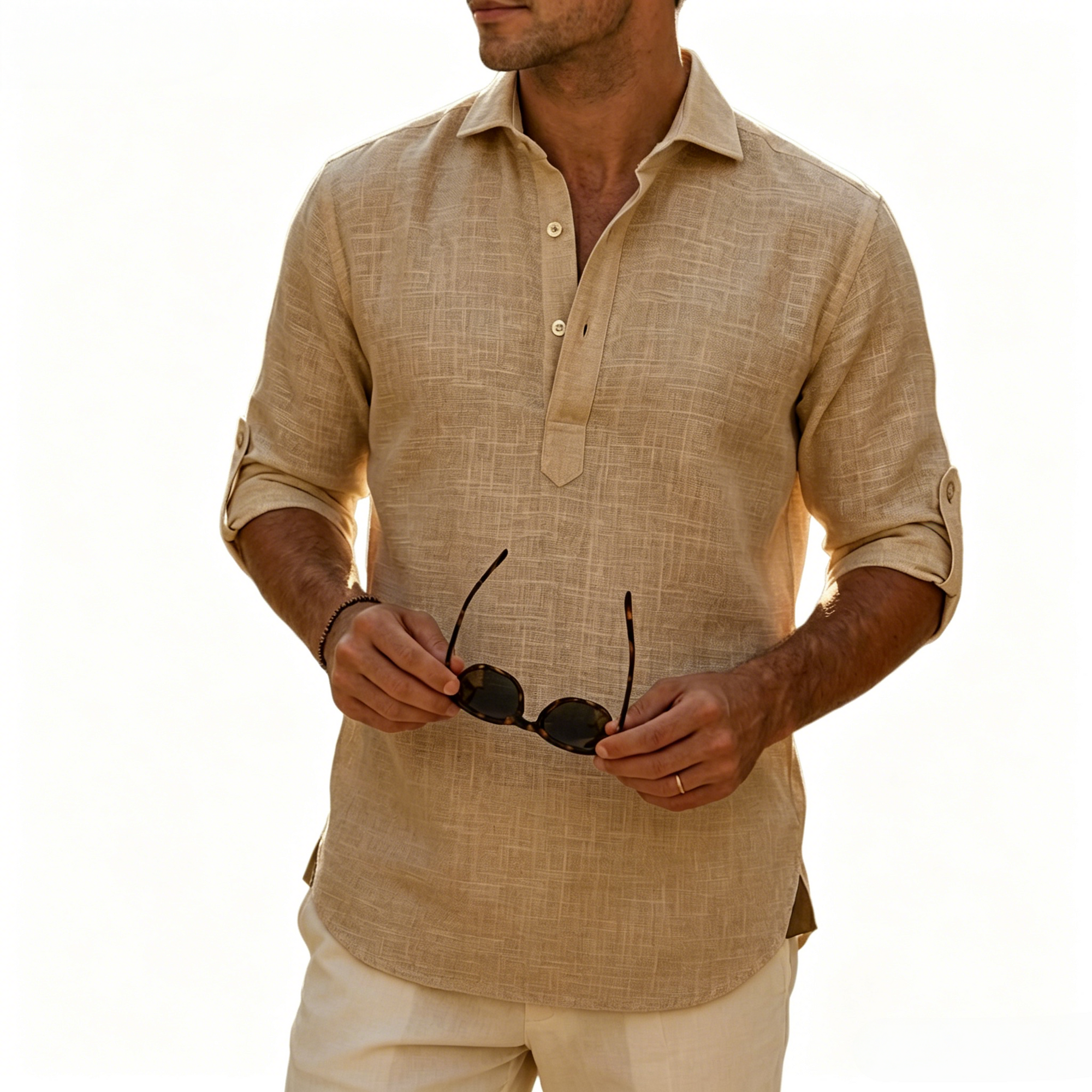 Aegean Summer Slub Linen Shirt