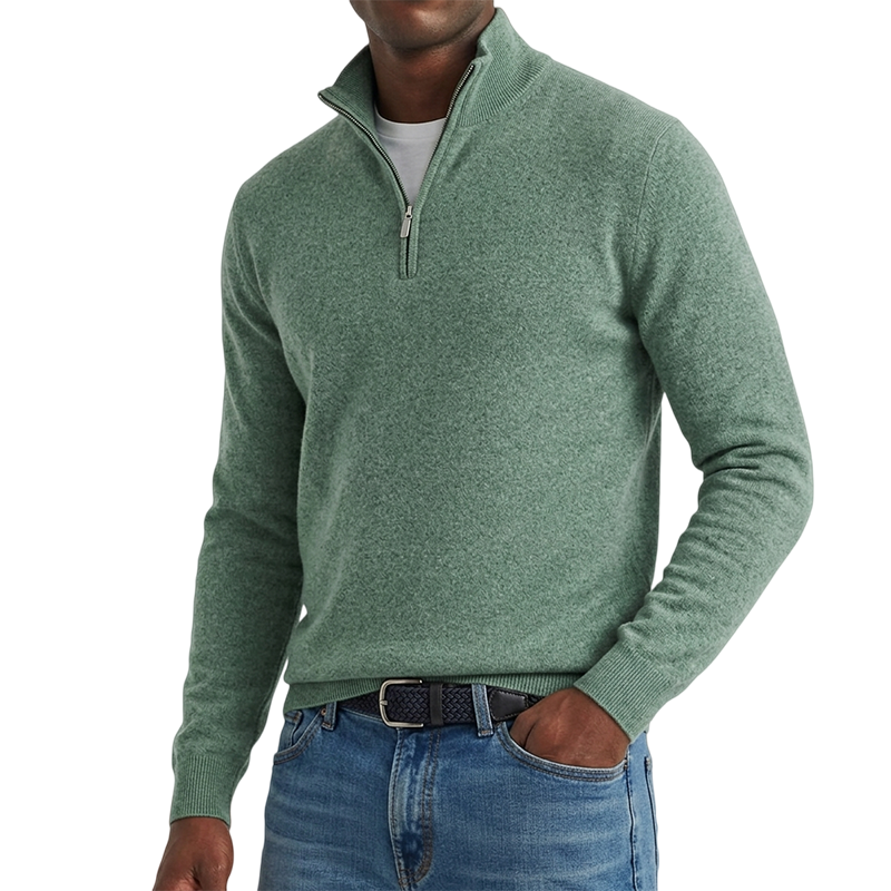 Mivanity Men's Quarter-Zip Stand-Up Collar Polo Shirt