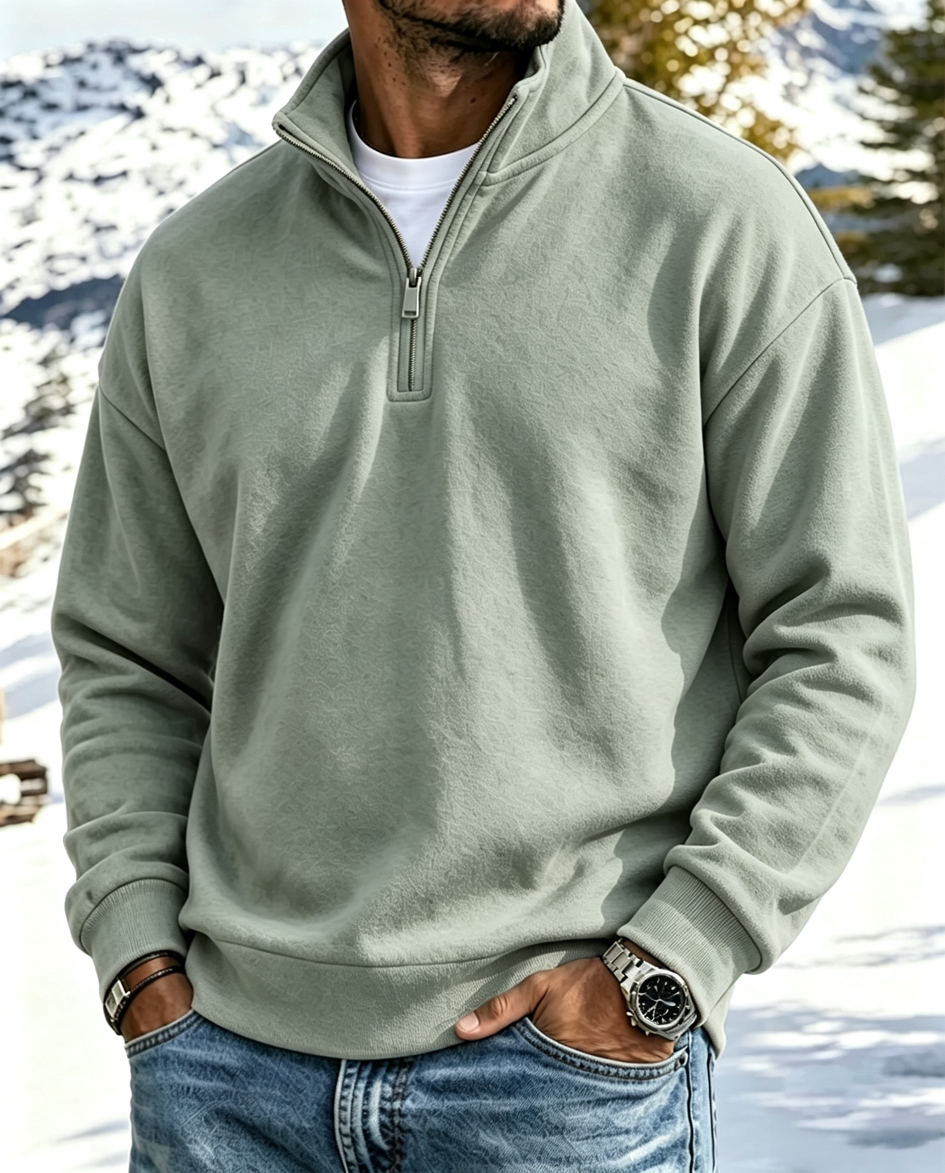Mivanity Outdoor All-Terrain Zip-Front Polo Sweatshirt
