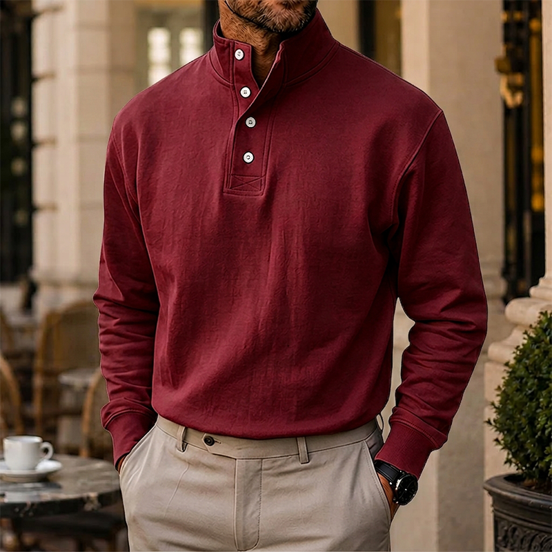 Mivanity Gentleman's Simple Stand-up Collar Long-sleeved Sweatshirt
