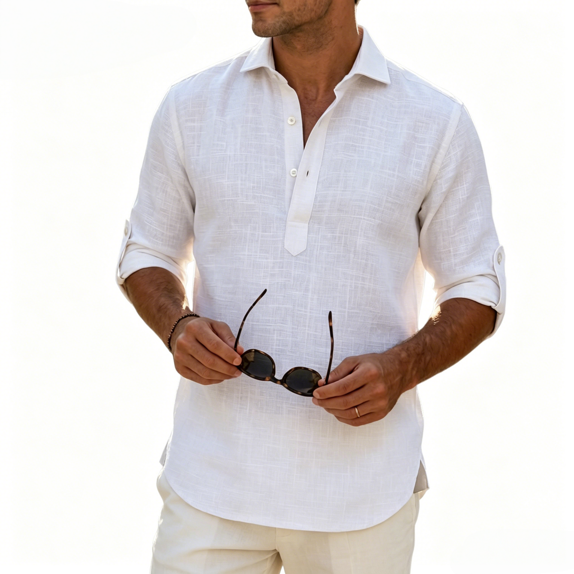 Aegean Summer Slub Linen Shirt