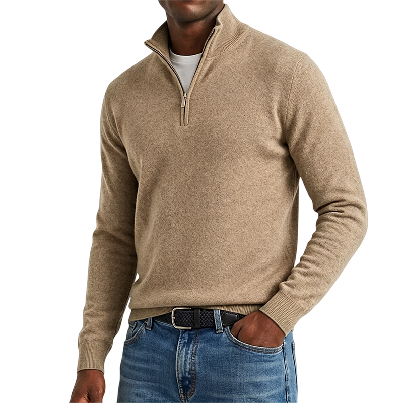 Mivanity Men's Quarter-Zip Stand-Up Collar Polo Shirt