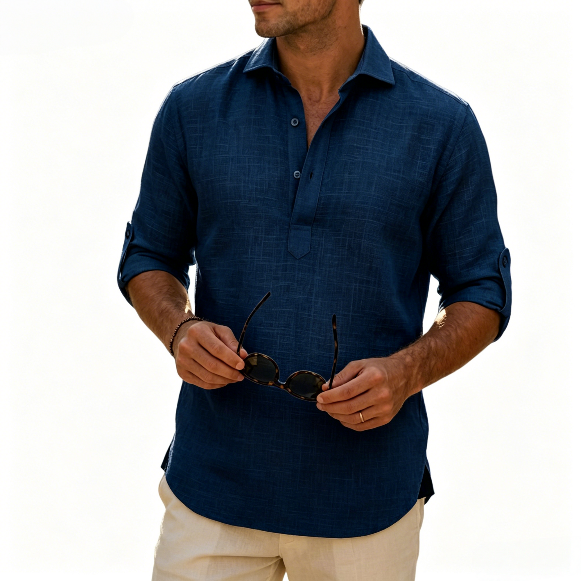 Aegean Summer Slub Linen Shirt