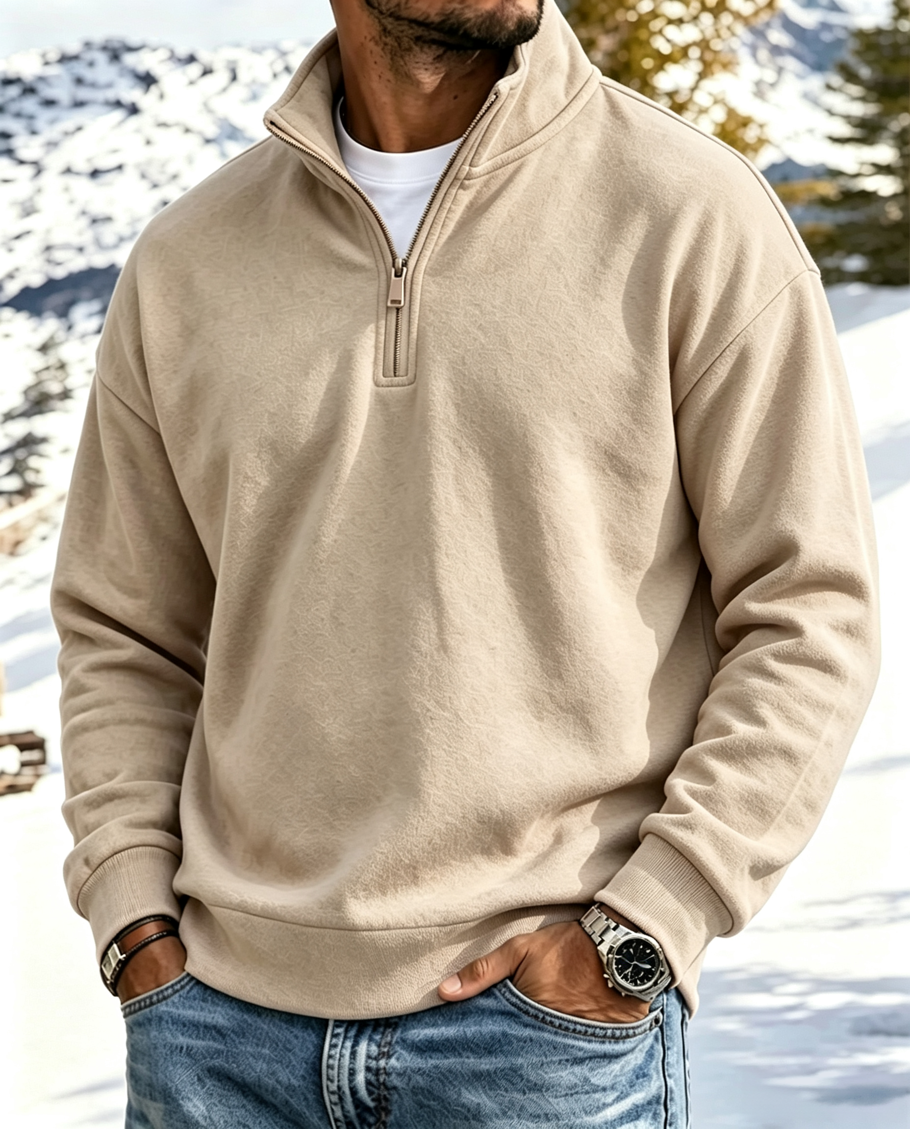 Mivanity Outdoor All-Terrain Zip-Front Polo Sweatshirt