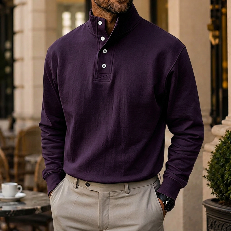 Mivanity Gentleman's Simple Stand-up Collar Long-sleeved Sweatshirt