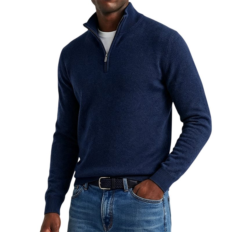 Mivanity Men's Quarter-Zip Stand-Up Collar Polo Shirt