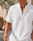 Mivanity Beach Wear Band Collar Shirts