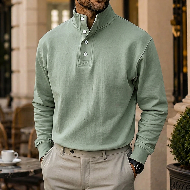 Mivanity Gentleman's Simple Stand-up Collar Long-sleeved Sweatshirt