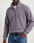 Mivanity Men's Stylish Casual Cotton Long-sleeved Quarter-Zip Sweatshirt
