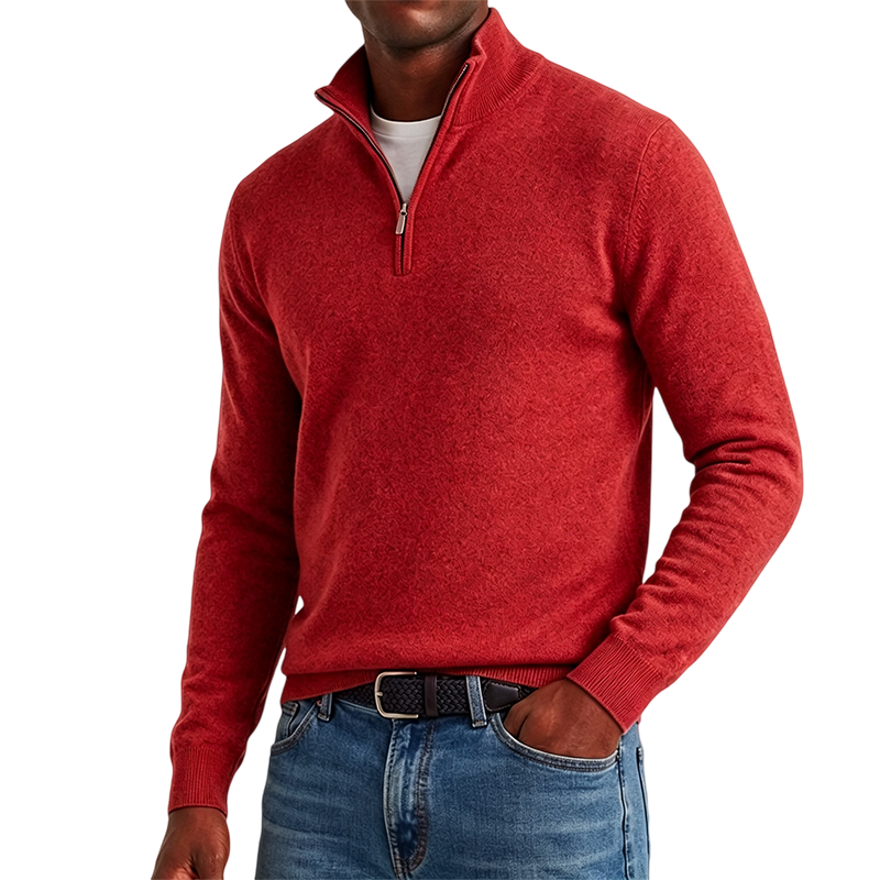 Mivanity Men's Quarter-Zip Stand-Up Collar Polo Shirt