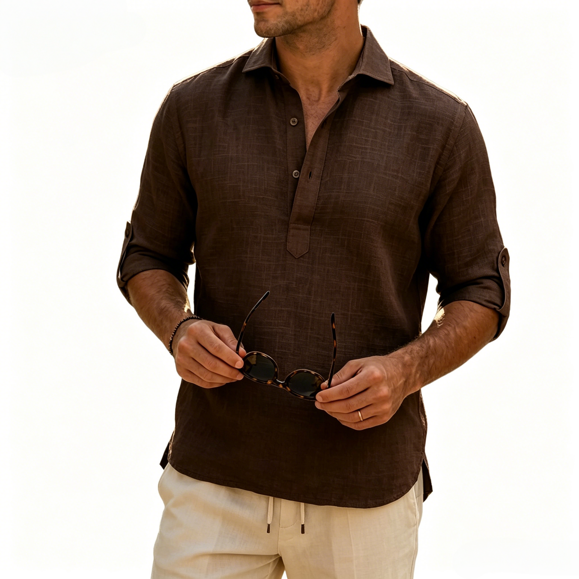 Aegean Summer Slub Linen Shirt