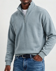 Mivanity Men's Stylish Casual Cotton Long-sleeved Quarter-Zip Sweatshirt