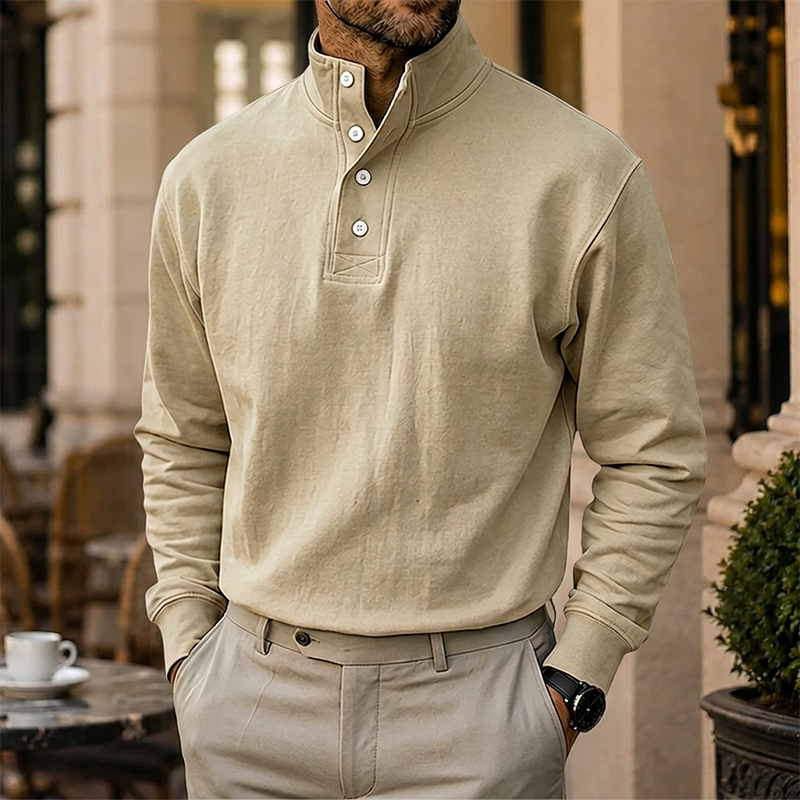 Mivanity Gentleman's Simple Stand-up Collar Long-sleeved Sweatshirt