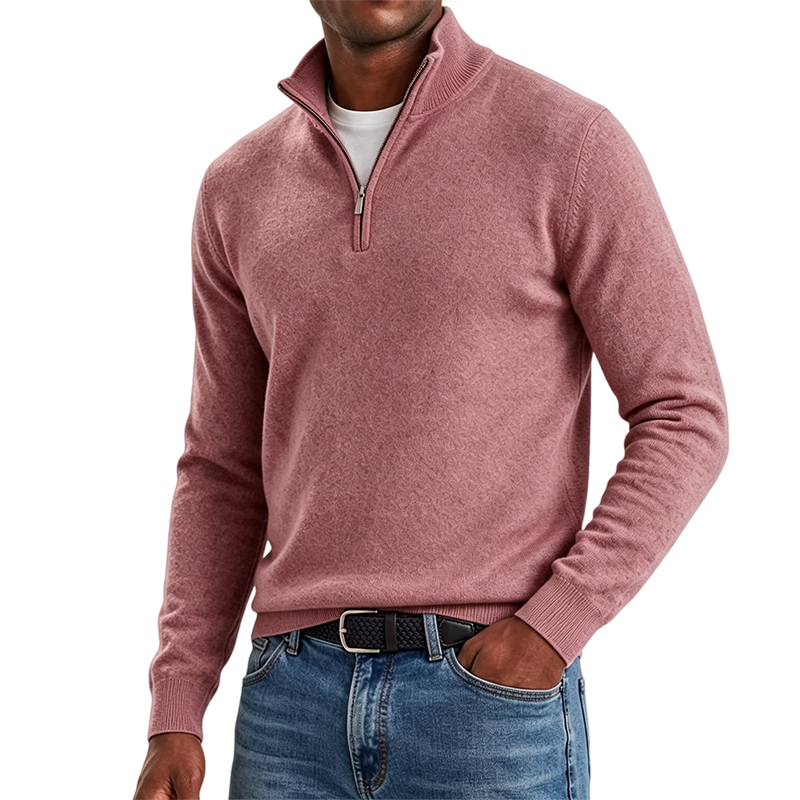 Mivanity Men's Quarter-Zip Stand-Up Collar Polo Shirt