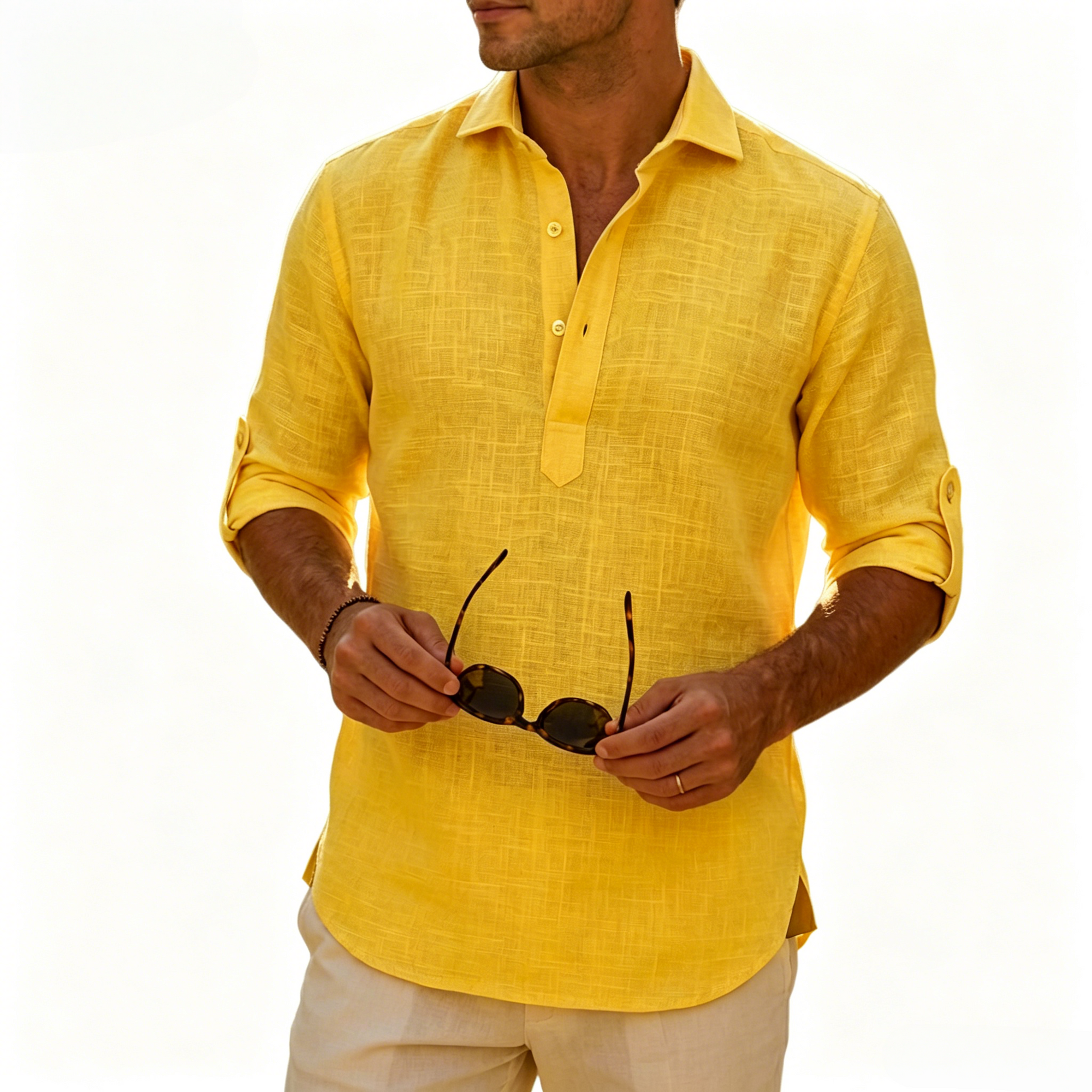 Aegean Summer Slub Linen Shirt