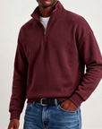 Mivanity Men's Stylish Casual Cotton Long-sleeved Quarter-Zip Sweatshirt