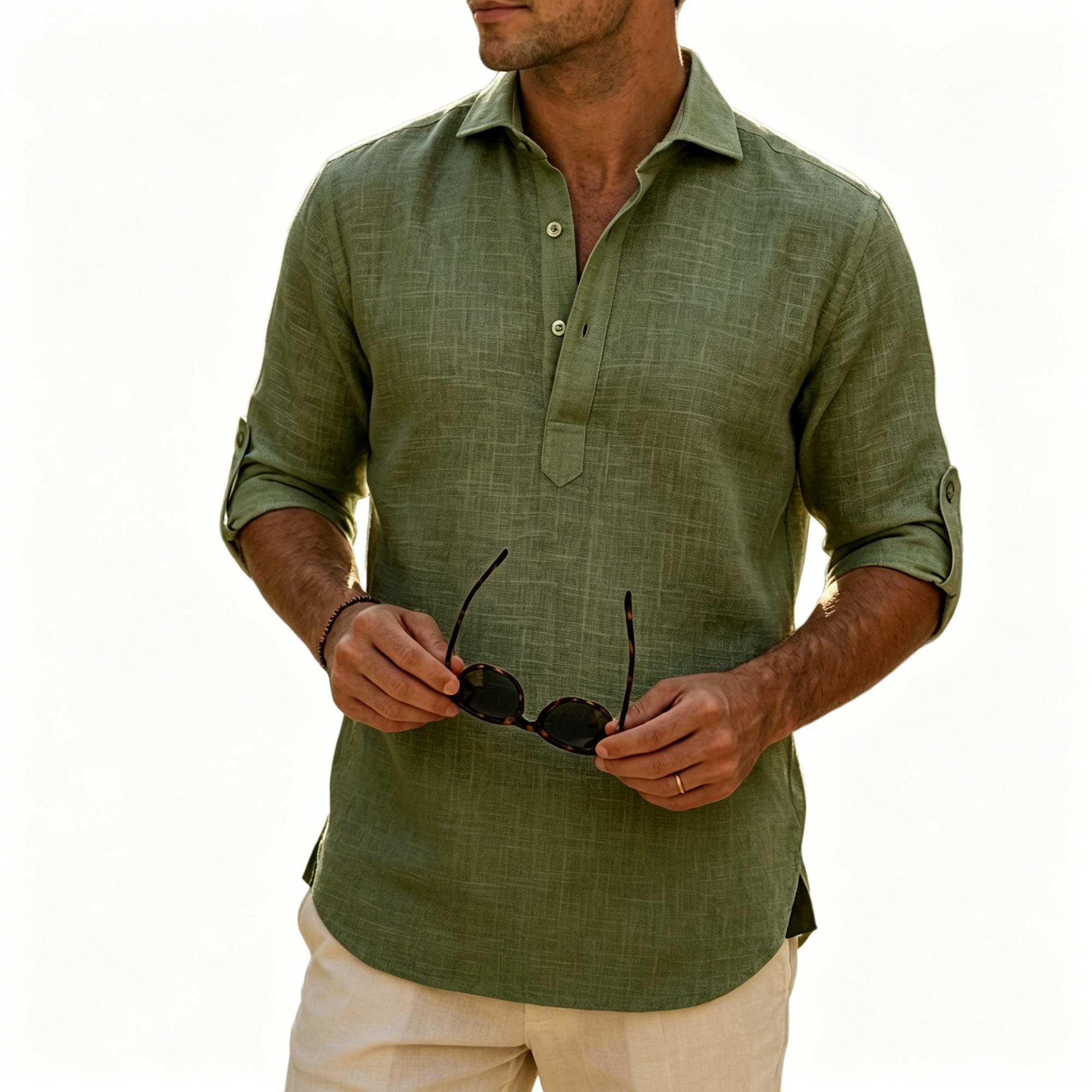 Aegean Summer Slub Linen Shirt