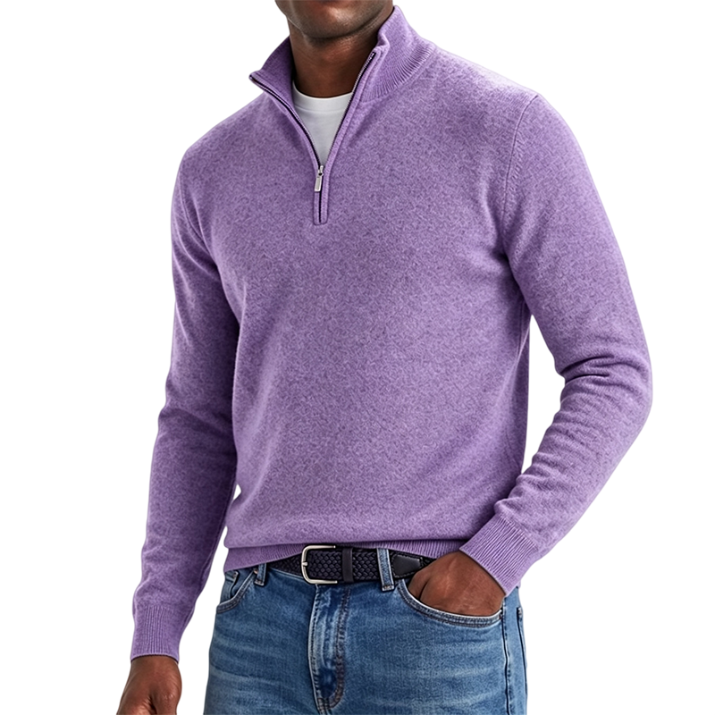 Mivanity Men's Quarter-Zip Stand-Up Collar Polo Shirt