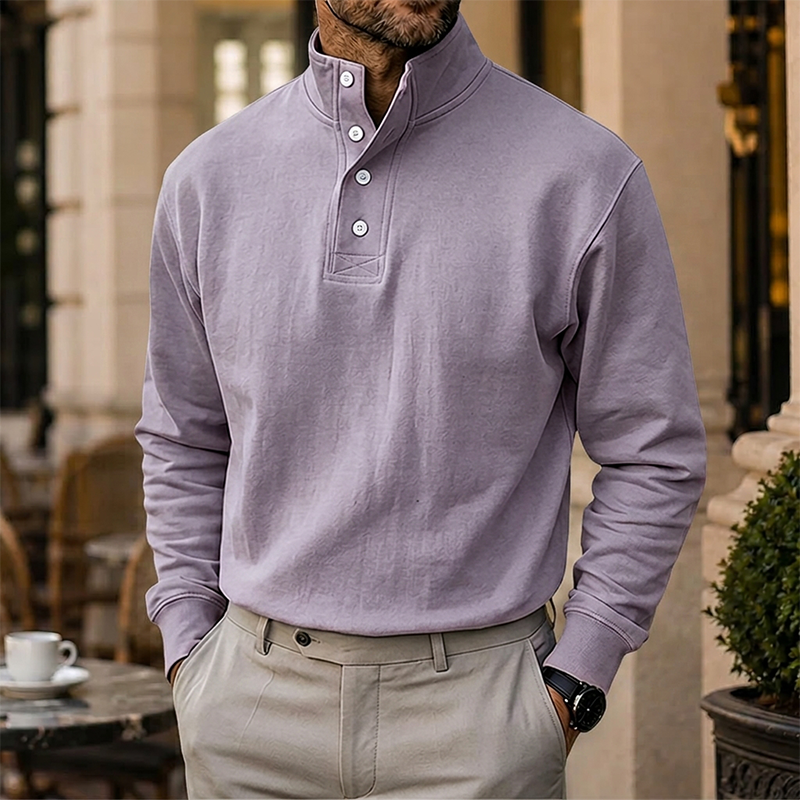 Mivanity Gentleman's Simple Stand-up Collar Long-sleeved Sweatshirt