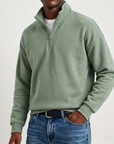Mivanity Men's Stylish Casual Cotton Long-sleeved Quarter-Zip Sweatshirt