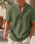 Mivanity Beach Wear Band Collar Shirts