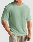 Men's Casual Knit Textured Breathable Crew Neck T-Shirt