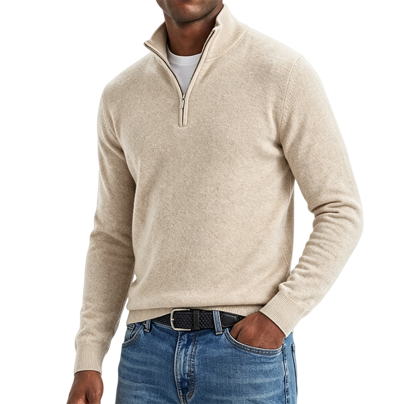 Mivanity Men's Quarter-Zip Stand-Up Collar Polo Shirt