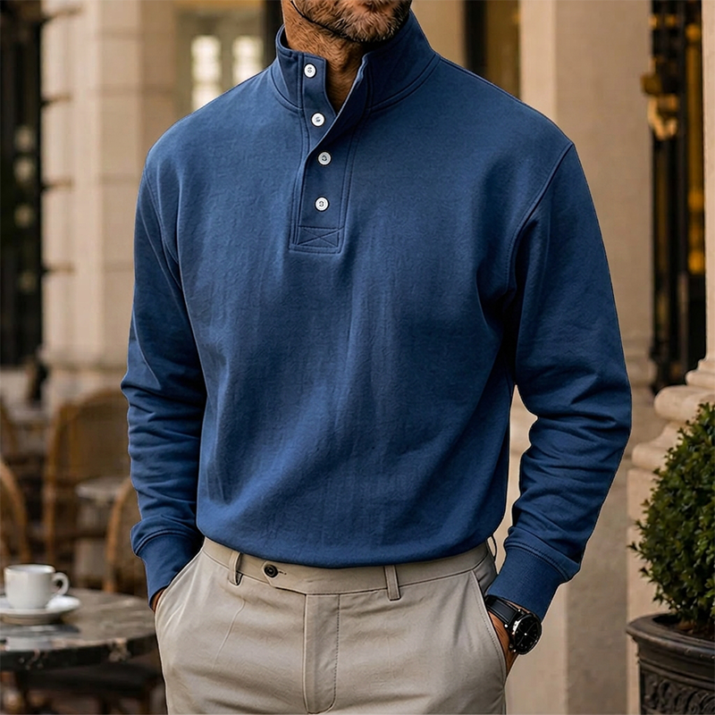 Mivanity Gentleman's Simple Stand-up Collar Long-sleeved Sweatshirt