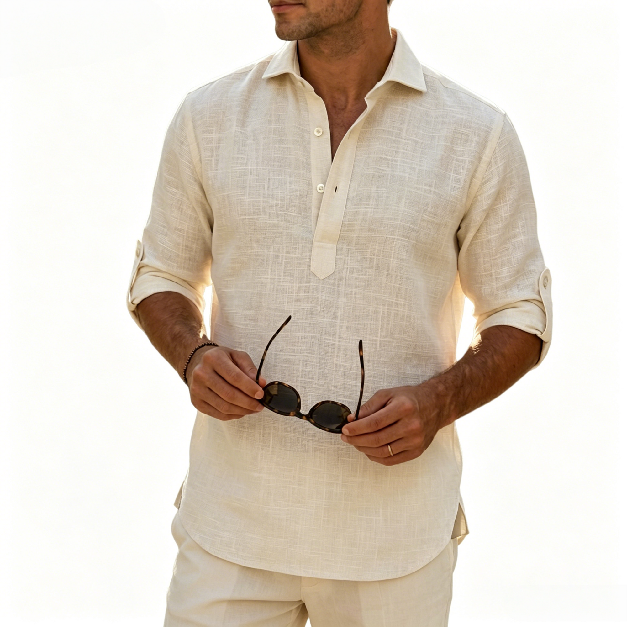 Aegean Summer Slub Linen Shirt