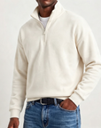 Mivanity Men's Stylish Casual Cotton Long-sleeved Quarter-Zip Sweatshirt