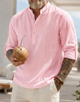 Mivanity Men's Breathable Linen Look Henley Shirt