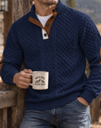 MIVANITY Highland Heritage Knit Henley Sweater Rugged Outdoor Style With Timeless Comfort