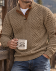 MIVANITY Highland Heritage Knit Henley Sweater Rugged Outdoor Style With Timeless Comfort
