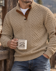 MIVANITY Highland Heritage Knit Henley Sweater Rugged Outdoor Style With Timeless Comfort