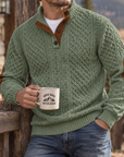 MIVANITY Highland Heritage Knit Henley Sweater Rugged Outdoor Style With Timeless Comfort