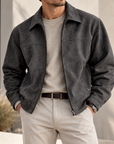 MIVANITY Men's Alder Faux Suede Zip-Up Jacket