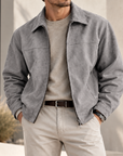 MIVANITY Men's Alder Faux Suede Zip-Up Jacket