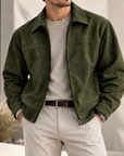 MIVANITY Men's Alder Faux Suede Zip-Up Jacket