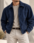 MIVANITY Men's Alder Faux Suede Zip-Up Jacket