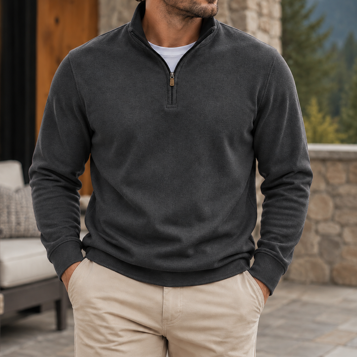 MIVANITY Men's Classic Quarter-Zip Pullover Sweatshirt