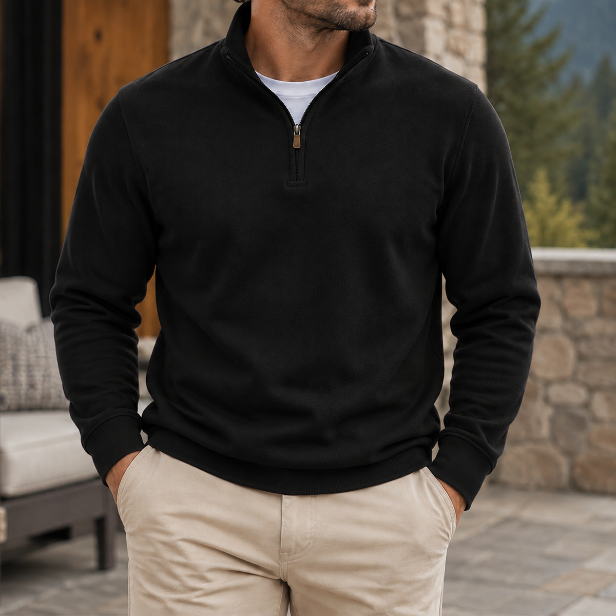 MIVANITY Men's Classic Quarter-Zip Pullover Sweatshirt