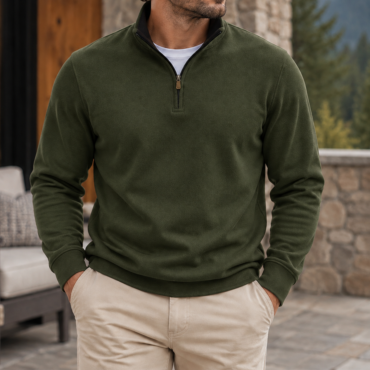 MIVANITY Men's Classic Quarter-Zip Pullover Sweatshirt