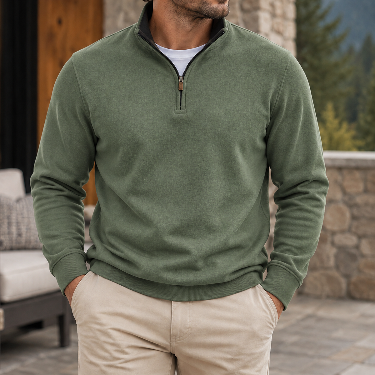 MIVANITY Men's Classic Quarter-Zip Pullover Sweatshirt