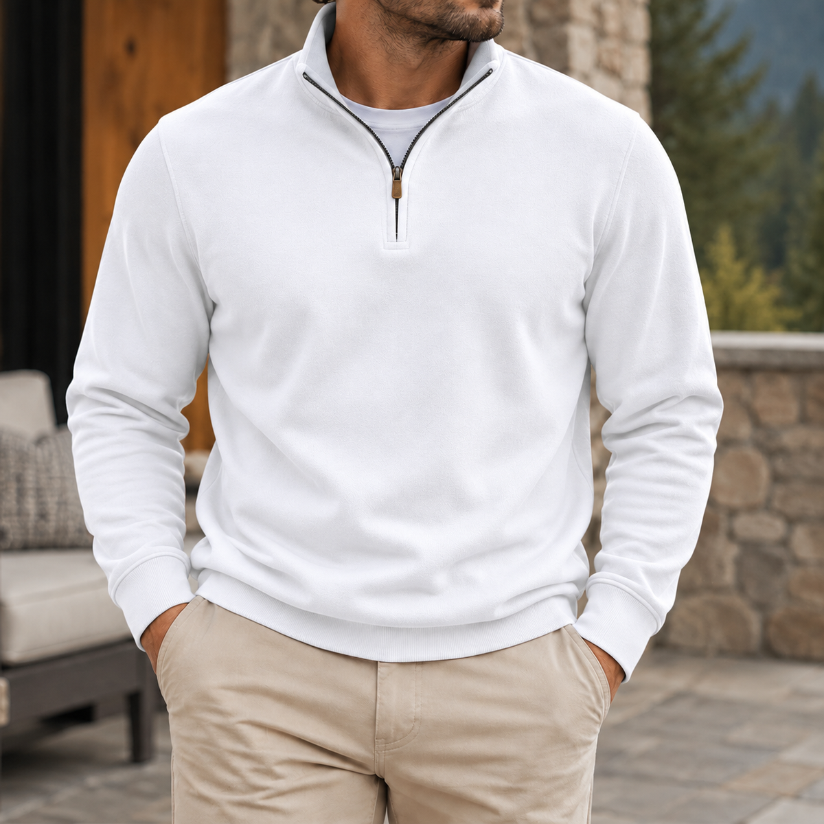 MIVANITY Men's Classic Quarter-Zip Pullover Sweatshirt