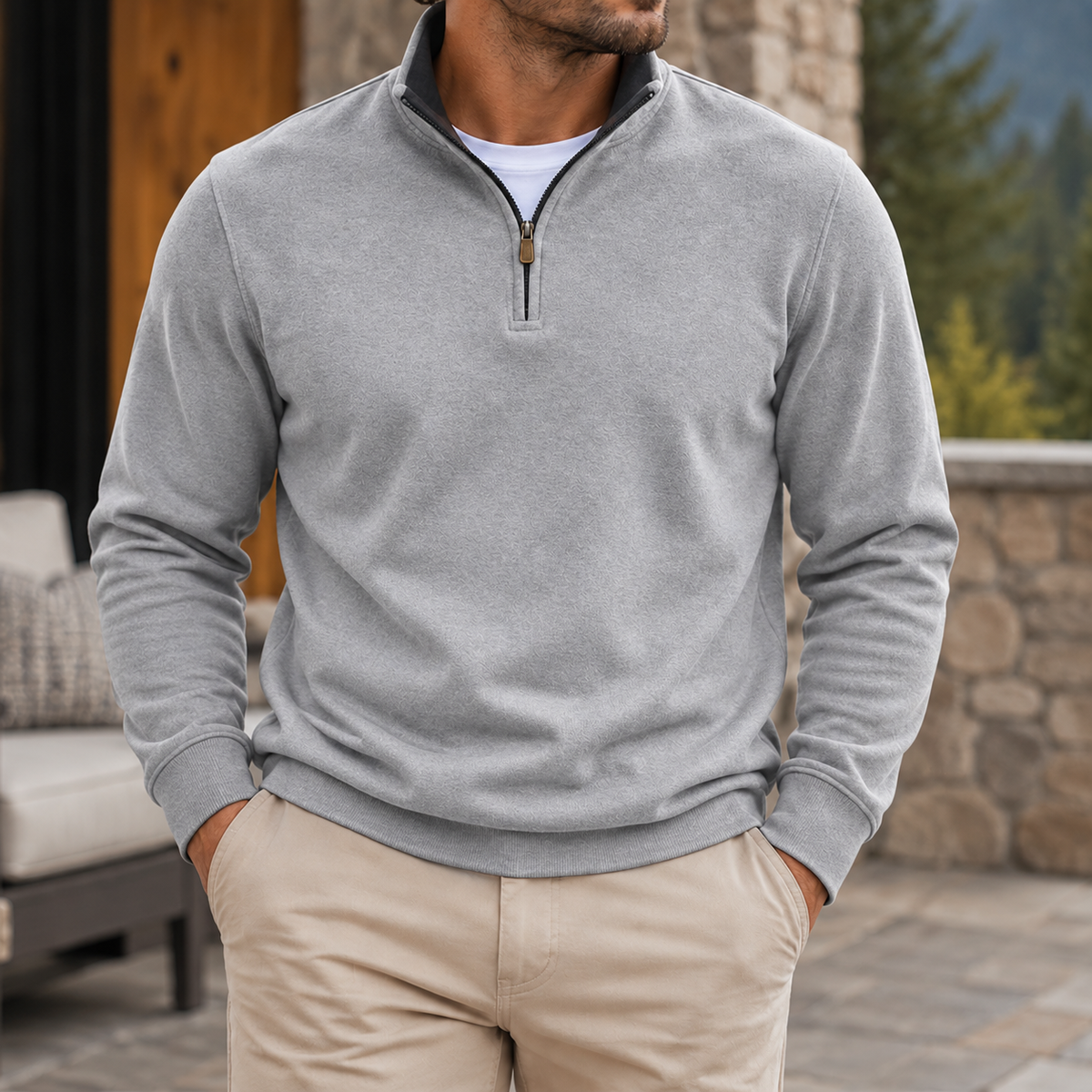 MIVANITY Men's Classic Quarter-Zip Pullover Sweatshirt